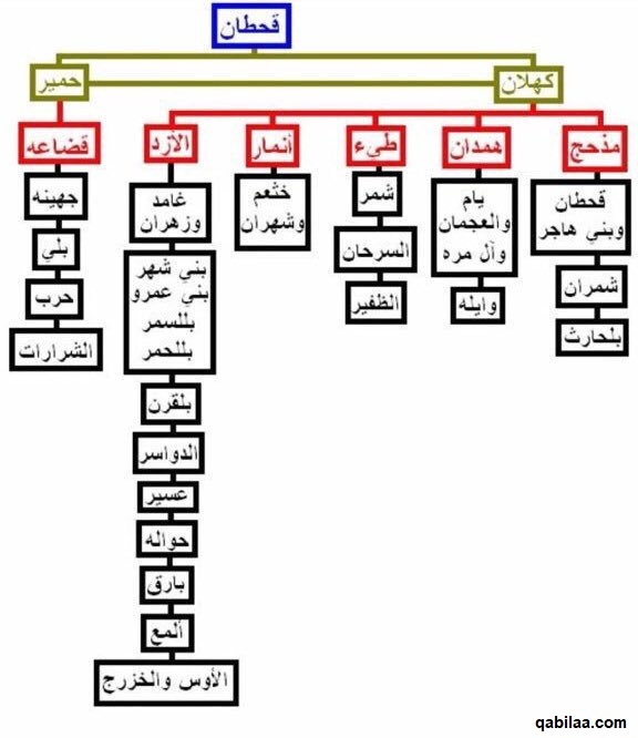 افخاذ قبائل قحطان