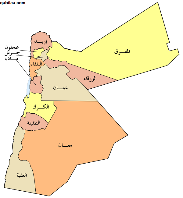 خريطة الأردن بالمدن كاملة صماء