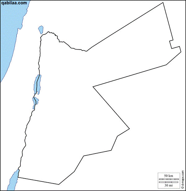 خريطة الأردن بالمدن كاملة صماء