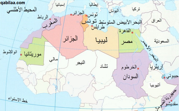 خريطة الدول العربية بالمدن كاملة صماء