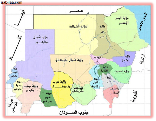 خريطة السودان بالمدن كاملة صماء