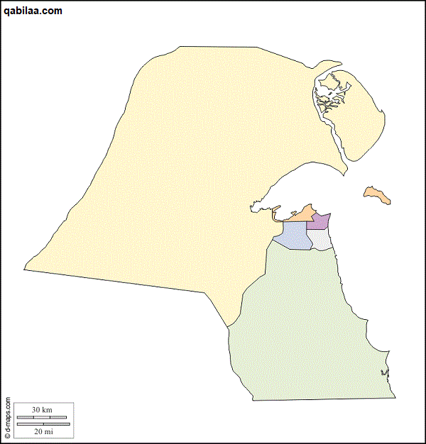 خريطة الكويت بالمدن كاملة صماء