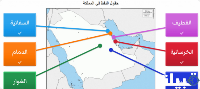 خريطة حقول النفط في السعودية