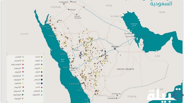 خريطة مواقع الذهب في السعودية